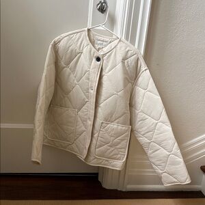 Zara Light Cream Quilted Puffer Jacket